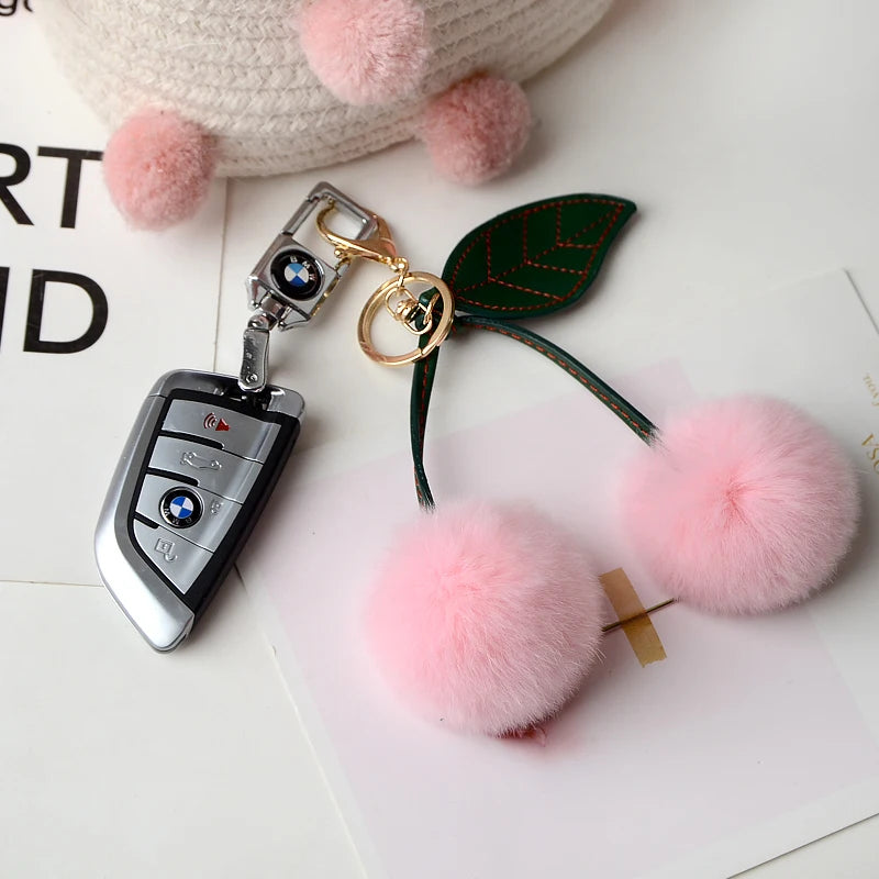 Fluffy Cherry Bag Charm