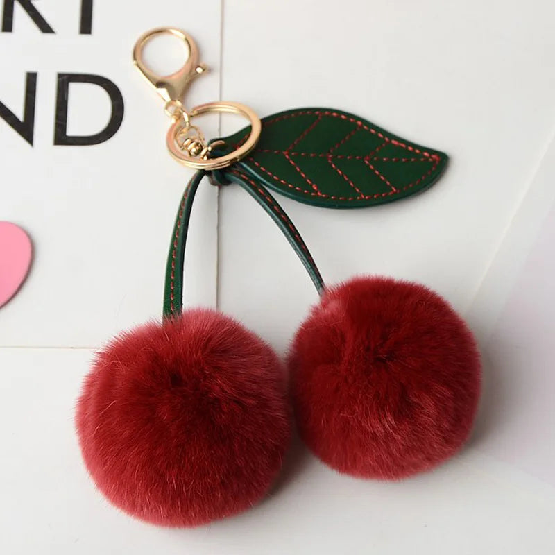 Fluffy Cherry Bag Charm