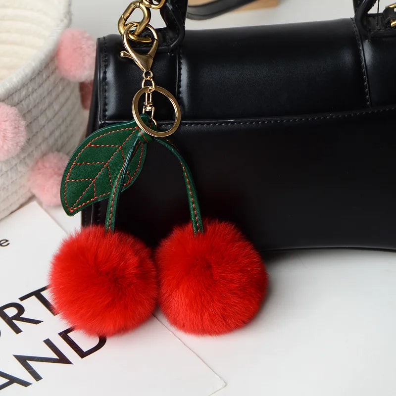 Fluffy Cherry Bag Charm