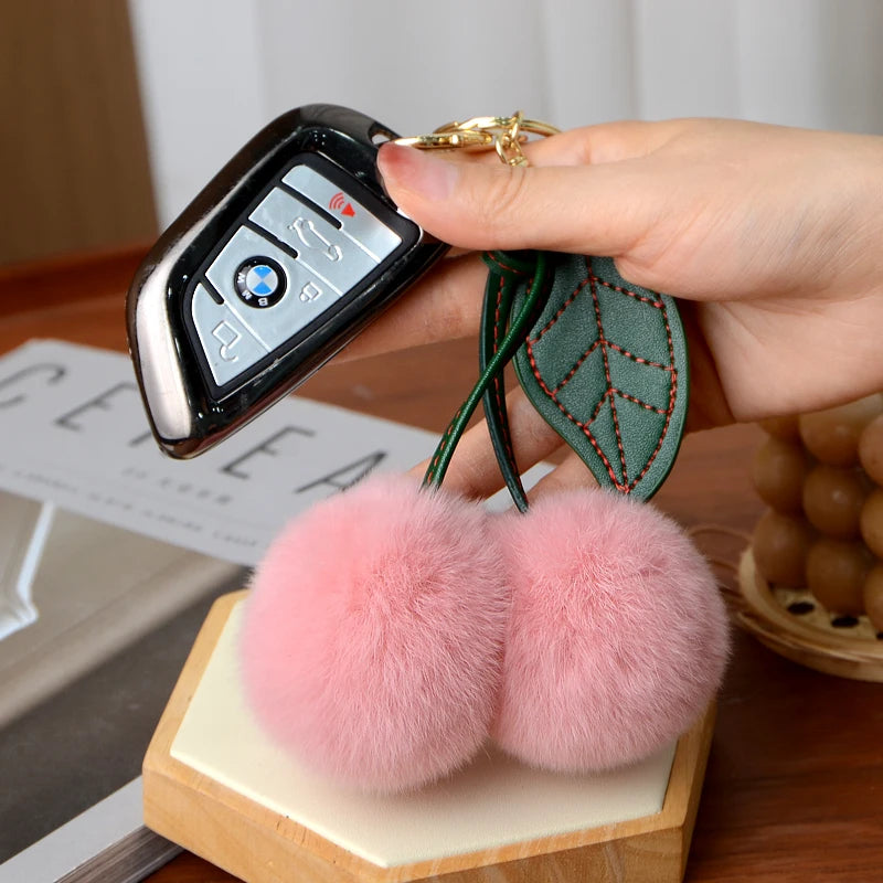 Fluffy Cherry Bag Charm