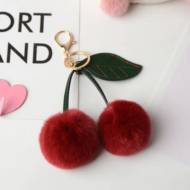 Fluffy Cherry Bag Charm